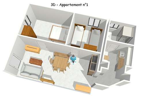 Vue 3D de l`appartement 1 EDELWEISS de la Maison d`Augustin à Saint Jean d`Arves en Savoie