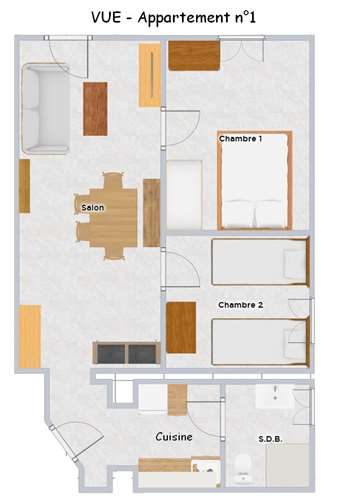 Plan de l`appartement pour 4 personnes numero 1 Edelweiss de la Maison d`Augustin à Saint Jean d`Arves