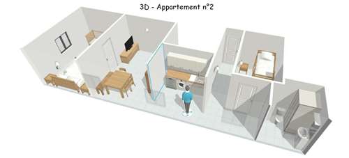 Plan en 3D de l`appartement à louer 2 gentiane à saint jean d`arves dans la maison d`augustin
